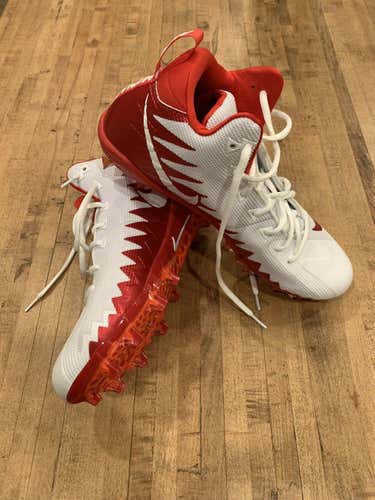 Nike Sz 12 Alpha Menace Pro Mid Football Cleats White/Red 871451-168