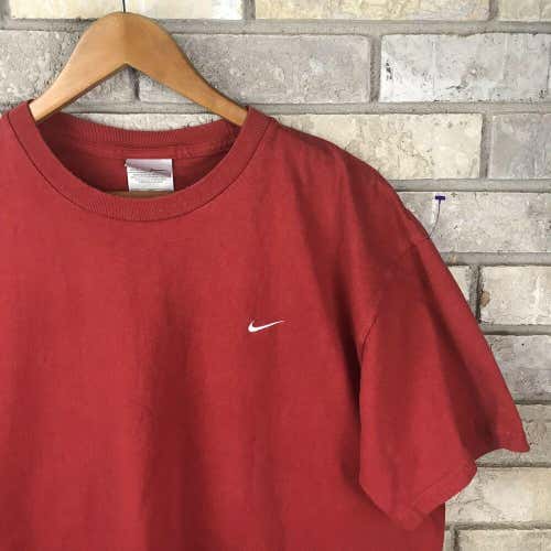 Vtg Early 2000s Mens XXL Nike Simple Check Red T Shirt Vintage Classic Casual OG