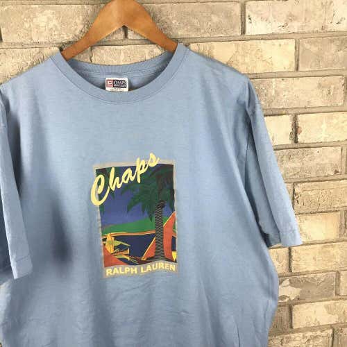 VTG 90s Chaps Ralph Lauren Men's Yacht Boat Beach Box Logo T-Shirt Size XL