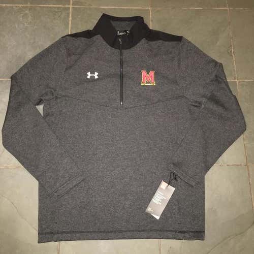 New Maryland Terps Under Armour 1/4 Zip Pullover Sweater MENS LARGE COLD GEAR