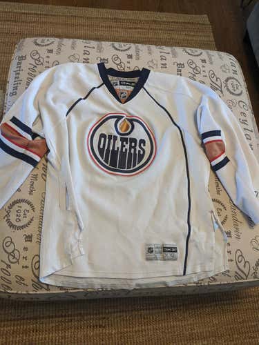 Senior XXL White Edmonton Oilers Reebok Jersey