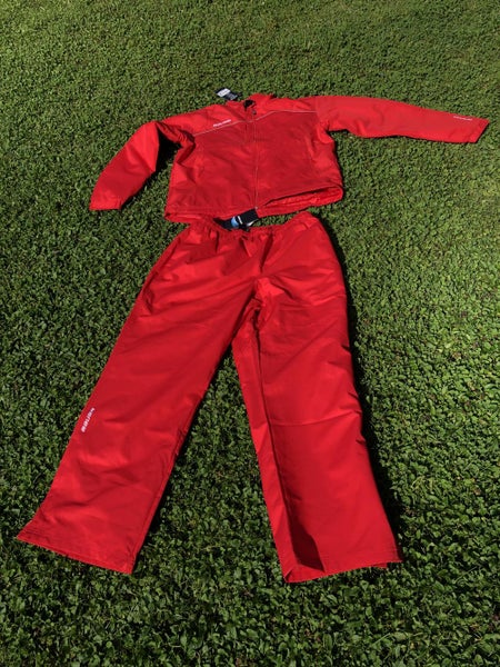 New Bauer Mid Weight Warmup Sr Large Red Track Suit Jacket & XL Pants