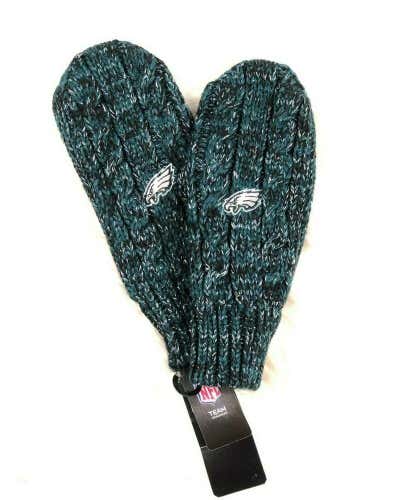 NFL Philadelphia Eagles Women's Sparkly Knit Winter Mittens Team Color Metallic