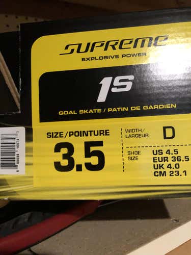 Bauer Supreme 1S Hockey Goalie Skates Junior Size 3.5