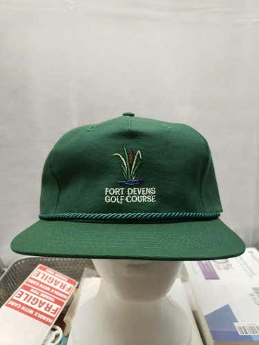 Vintage Fort Devens Golf Corse Leather Strap Hat Green