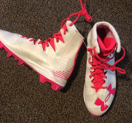 New Under Armour Lacrosse Cleats Youth Lax Size 4.5 4.5Y Highlight RM Pink Girls