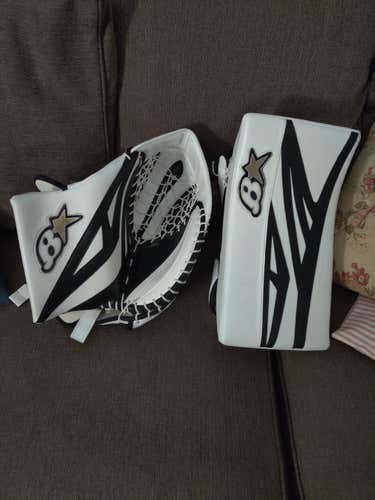Brand New Senior Brian's G-Netik 8.0 Goalie Gloves & Blocker Regular White/Black