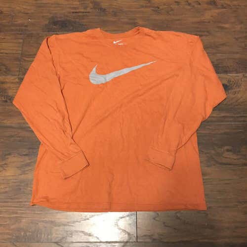Nike Sportswear Athletics Basic Gray Swoosh Orange Long sleeve shirt size Large