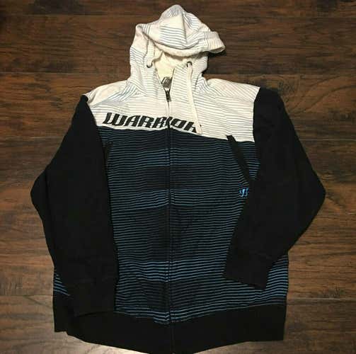 Warrior Sportswear Blue/White/Black Zip-Up Hooded Sweatshirt Size Medium