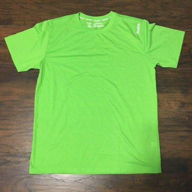 Reebok athletics Lime Green Play Dry workout small logo t-shirt Men's sz Medium