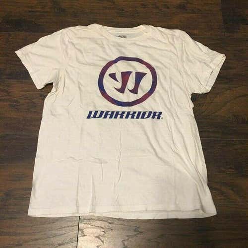 Warrior Sports Hockey Lacrosse White Purple logo Tee Shirt Size Large