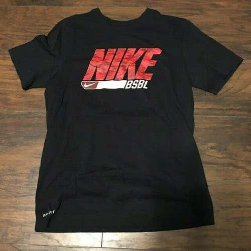 Nike Baseball athletics sportswear  black Red Camo Dri Fit logo Tee Size Large