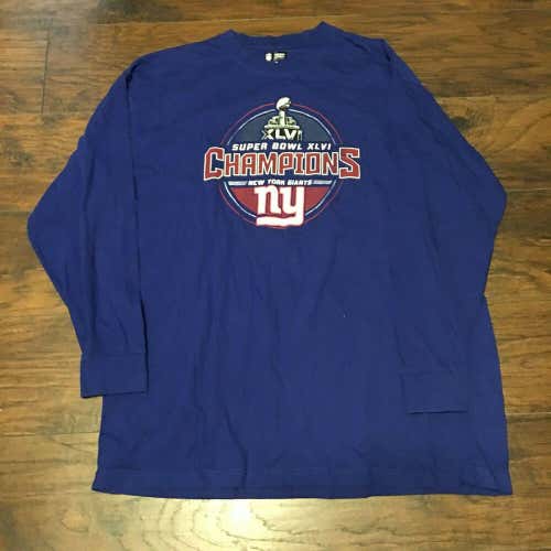 New York Giants NFL Super Bowl XLVI Champions Team long sleeve Shirt Sz3XL