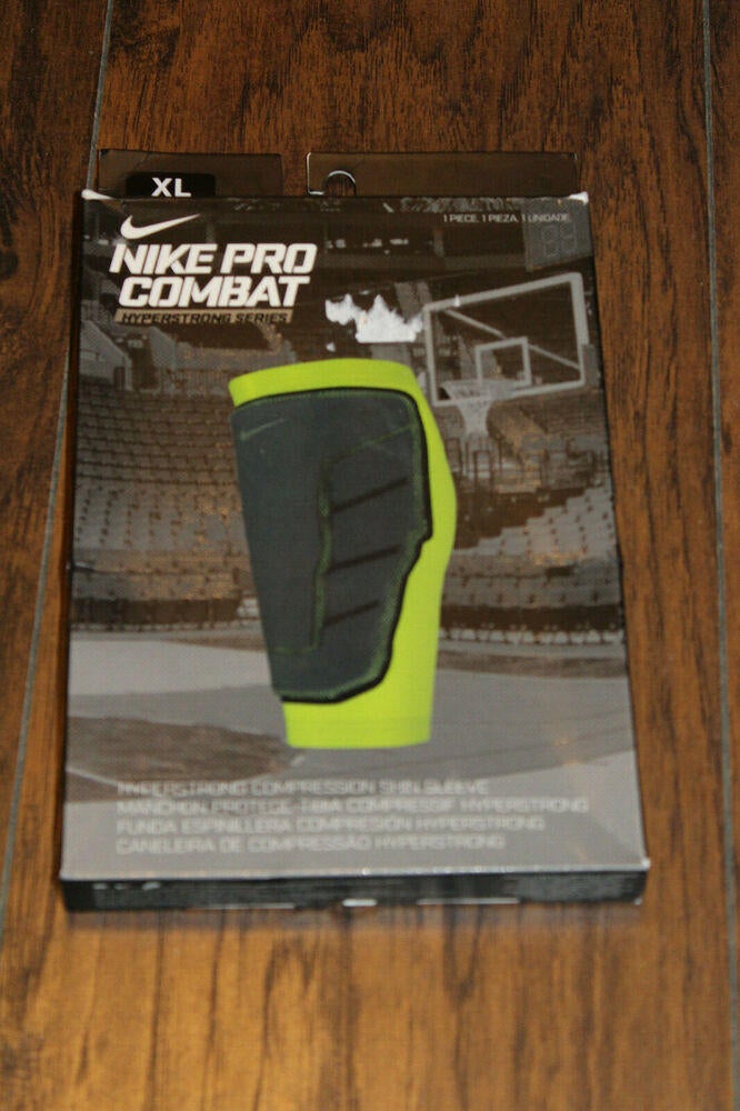 Nike Pro Combat Hyperstrong Black & Neon Green Compression Shin Sleeve
