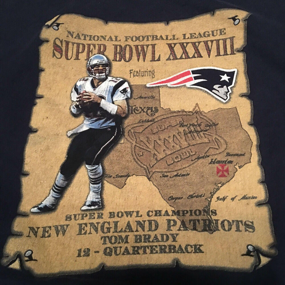 Vision Tom Brady New England Patriots Super Bowl XXXVIII 38 Champions Sweatshirt Sz LG