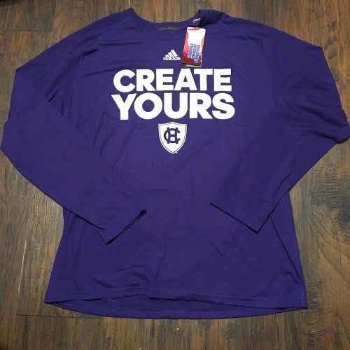 Holy Cross Crusaders NCAA Create Yours Adidas LS Purple Climallite Shirt Sz XL 2