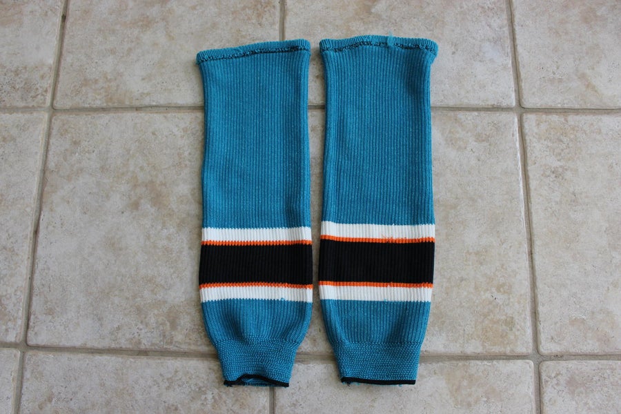 San Jose Sharks HOME knit Junior hockey socks, medium 24 inches