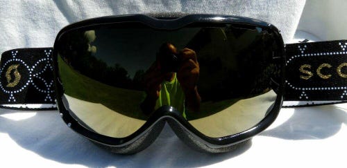 $110 Scott Womens Aura RARE Sequin Black Ski Goggles snow smith Winter Gold Lens