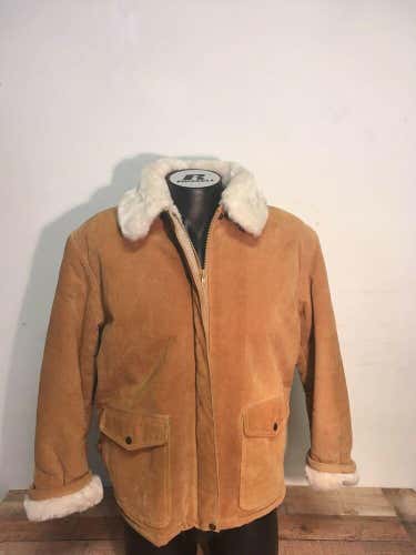 J. Percy for Marvin Richards Tan Faux Fur Leather Jacket Sz L Classic