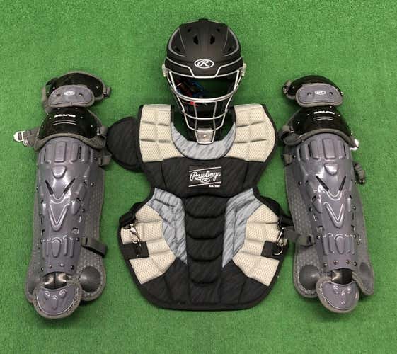Rawlings Velo 2.0 Intermediate 13-15 Baseball Catcher's Gear Set - Black Grey *NO Trades*