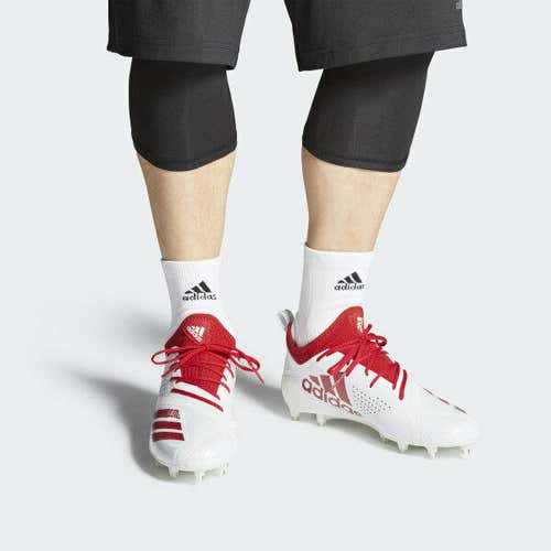 new mens 14 adidas adizero 5 star 7.0 low football cleats white/red cq0321