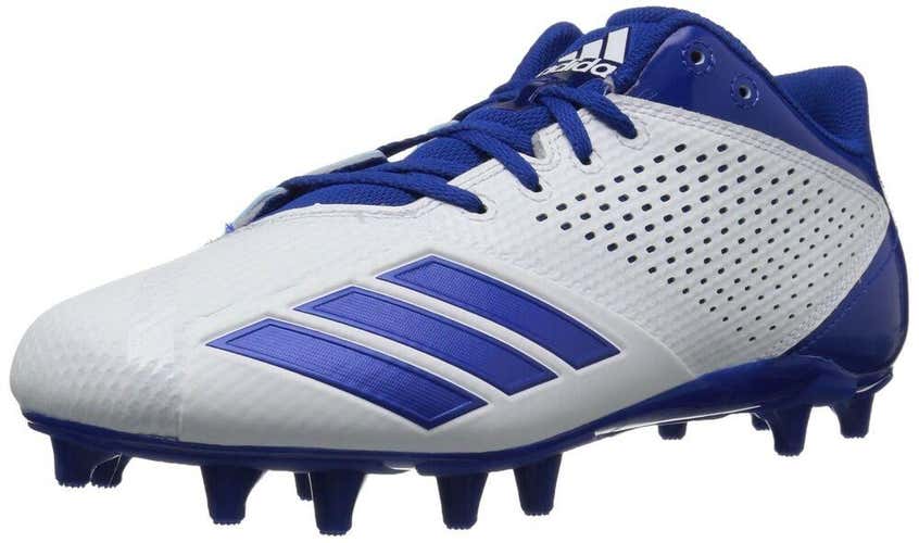 new mens 10.5 adidas adizero 5 star low football/lacrosse cleats white/royal