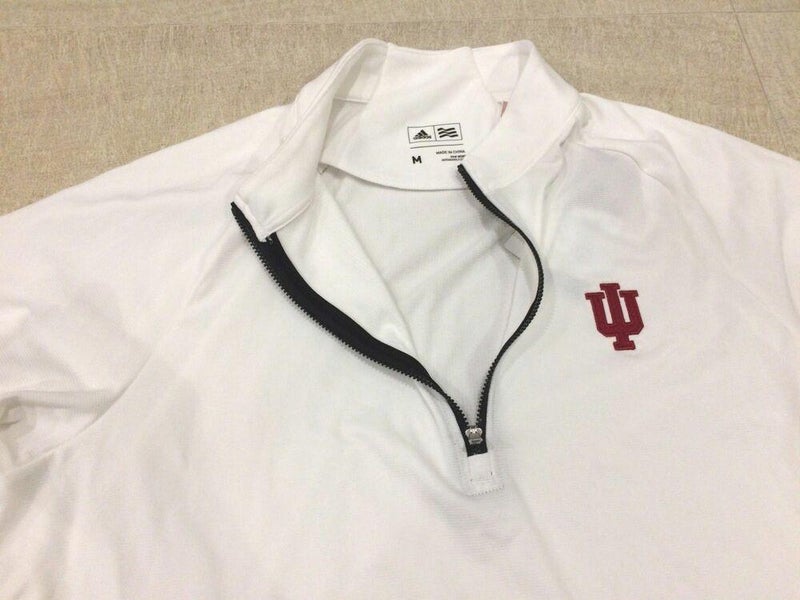 men XL adidas indiana hoosiers long sleeve 1/4 zip shirt 3 stripe $75 basketball