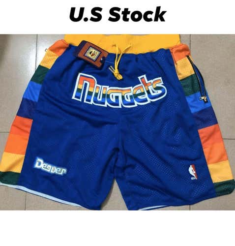 NWT Mens NBA Denver Nuggets Throwback Vintage Fully Stitched Shorts
