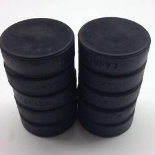 10 Used Hockey Pucks, Good Condition!