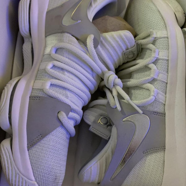 Nike Zoom KD 10 (GS) 6.5 Youth White/Chrome Pure Platinum