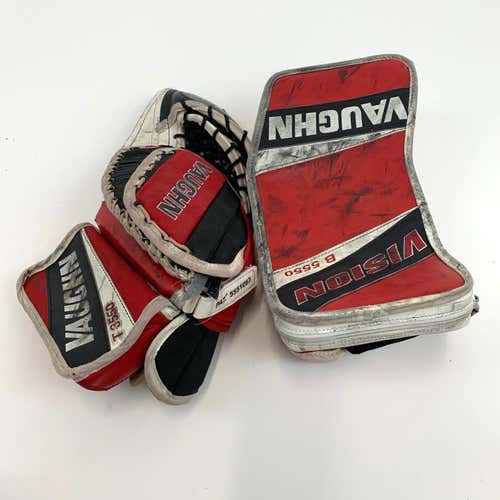 Used | Red Vaughn B5550 Blocker and T3550 Goalie Glove | Junior