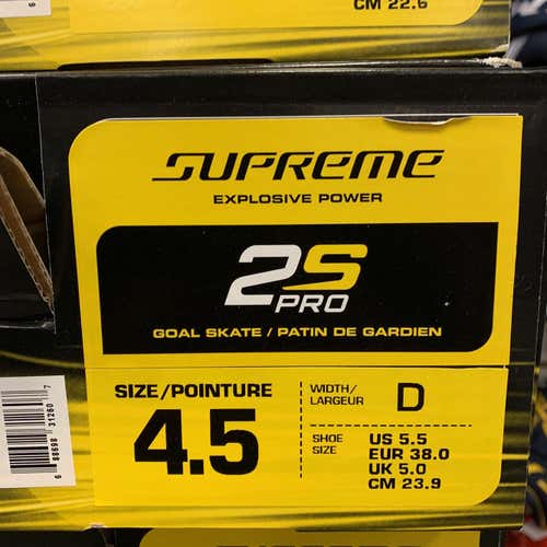 New Supreme 2S Hockey Goalie Skates Junior Size 4.5