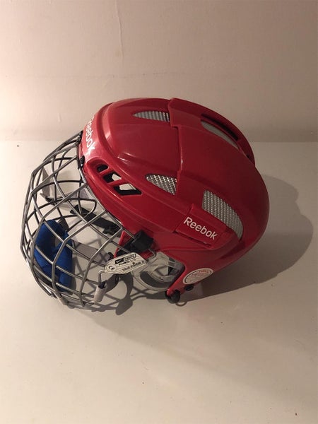 Reebok 11K Helmet Senior Small Red with Nike Bauer True Vision 2 Silver Cage