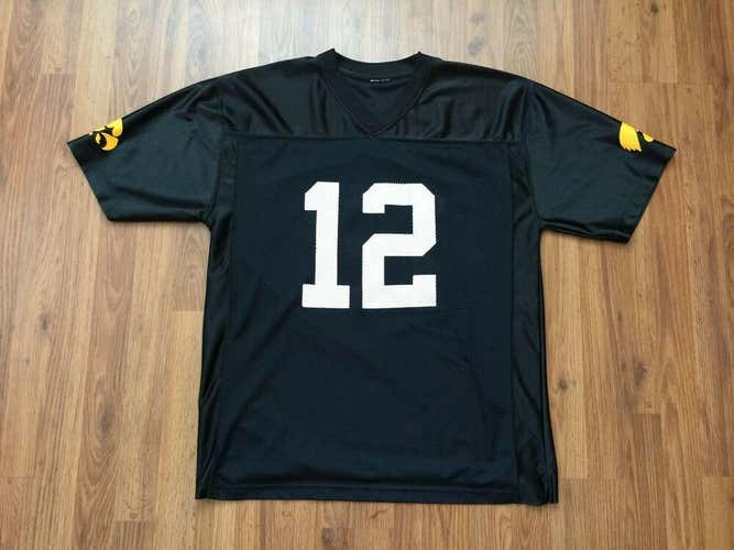 Iowa Hawkeyes #12 NCAA SUPER AWESOME Black Size Large Football Jersey!