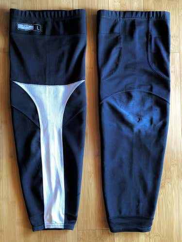 Large CCM Senior Pro Stock Practice Socks - Black with White Stripe (RARE)