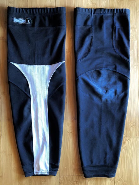 Large CCM Senior Pro Stock Practice Socks - Black with White Stripe (RARE)