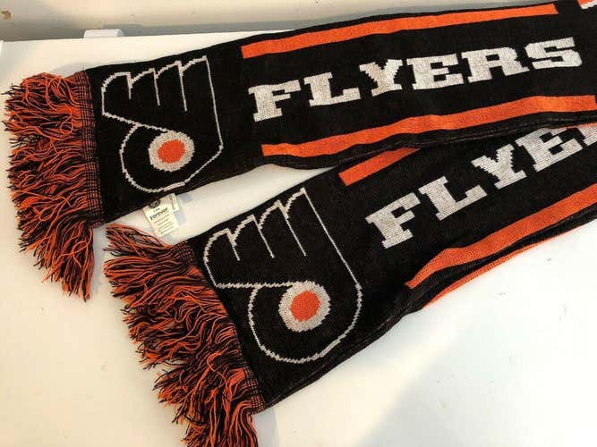 Philadelphia Flyers Scarf 64"x7" NHL Hockey Black Orange Fringe - NEW