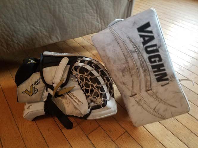 Vaughn Pro Spec Goalie Gloves & Blockers Regular Intermediate Pro Stock