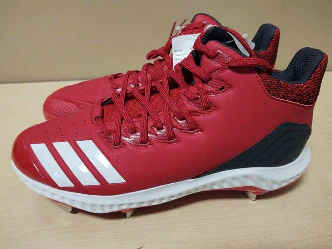 Adidas Icon 4 Bounce Mid Metal Cleats Red/White size 9 CG5178 NWOB