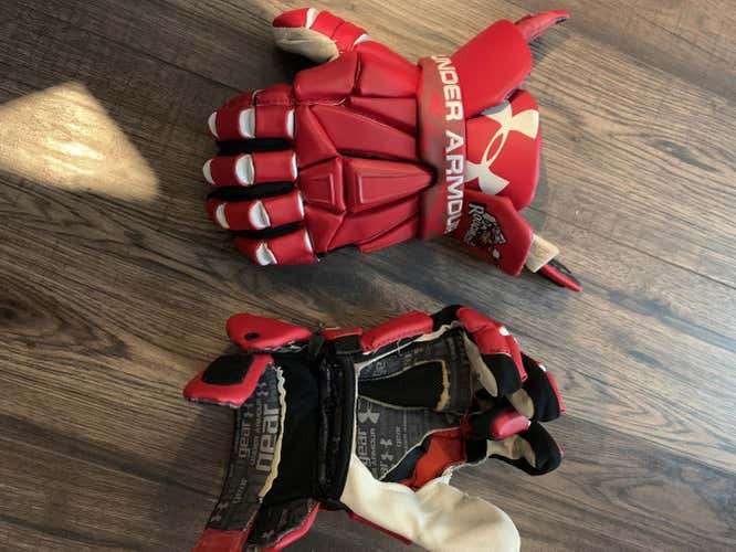 Custom Calgary Roughnecks Under Armour Lacrosse Gloves