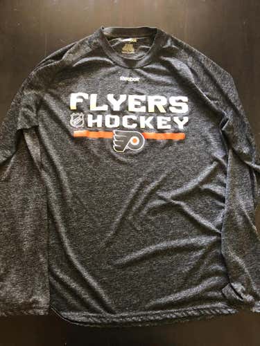 Philadelphia Flyers Long Sleeve Reebok PlayDry Speedwick T-Shirt Large (Medium)