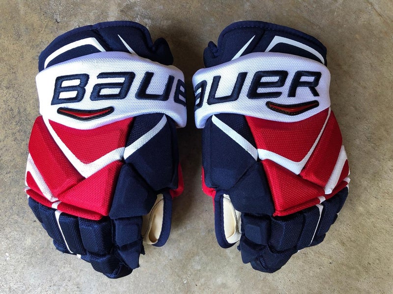 Washington Capitals Dimitri Jaskin Bauer Vapor 1X Pro Gloves 14" Senior Pro Stock COA