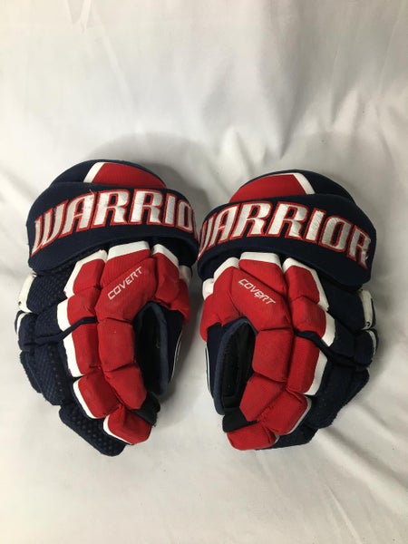 Used Red White Blue Warrior Covert QRL3 Gloves Senior Pro Stock - 14” - G6005