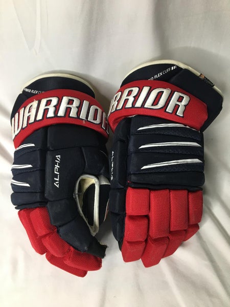 Used Red White Blue Warrior Alpha QX Pro Gloves Senior Pro Stock - 15” - G6016