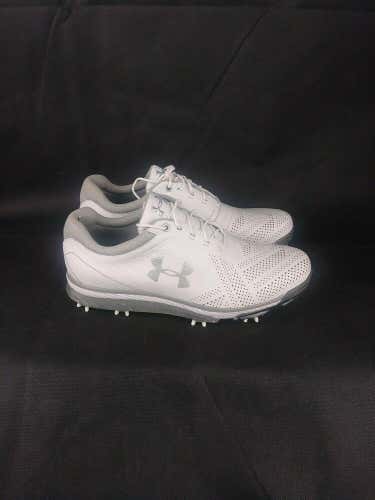UNDER ARMOUR UA Golf Shoes Tempo Tour 1270205-101 White Silver Men's Size 7.5