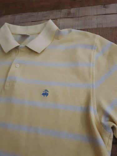 Brooks Brothers Polo Shirt Original Fit Mens  XL Stripes YELLOW BLUE XTRA LARGE