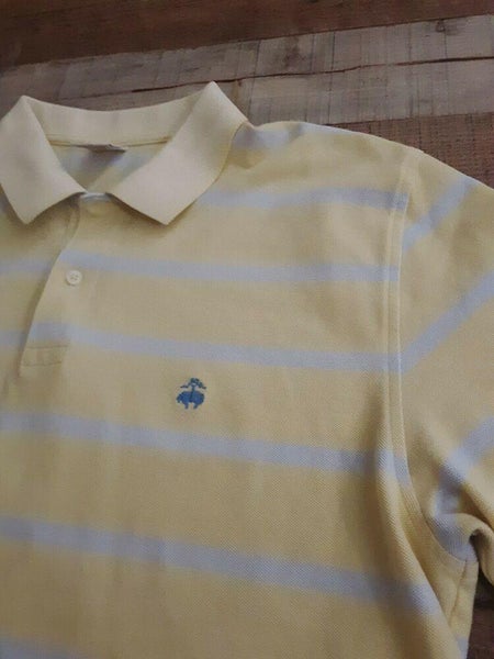 Brooks Brothers Polo Shirt Original Fit Mens XL Stripes YELLOW BLUE XTRA LARGE