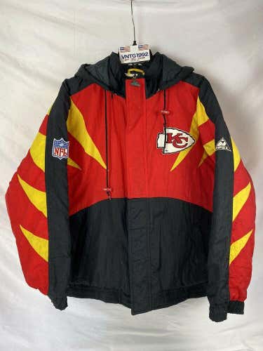 Vintage 90s Apex One Kansas City Chiefs Sharktooth Jacket Pullover Size Large L