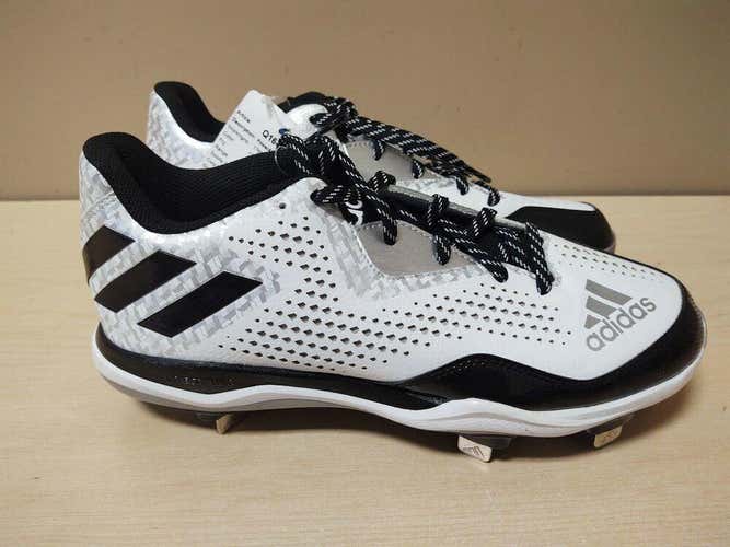 Adidas Power Alley 4 Metal Baseball Cleats White Black Silver size 9 New Q16492