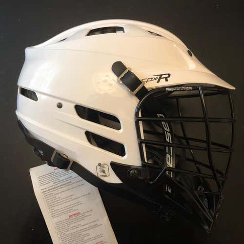 New Cascade CPX-R Helmet. White Shell, Black Cage, Jaw And Chinstrap.